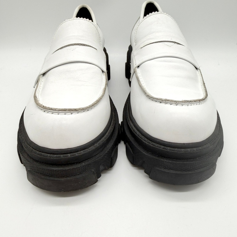 SILENT D Coralie Chunky Loafers Women 40 White Lug Sole Heel Leather Penny - Picture 2 of 14